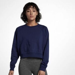 Nike Dri-Fit Embossed Logo Navy Cropped Sweatshirt  Crewneck Large